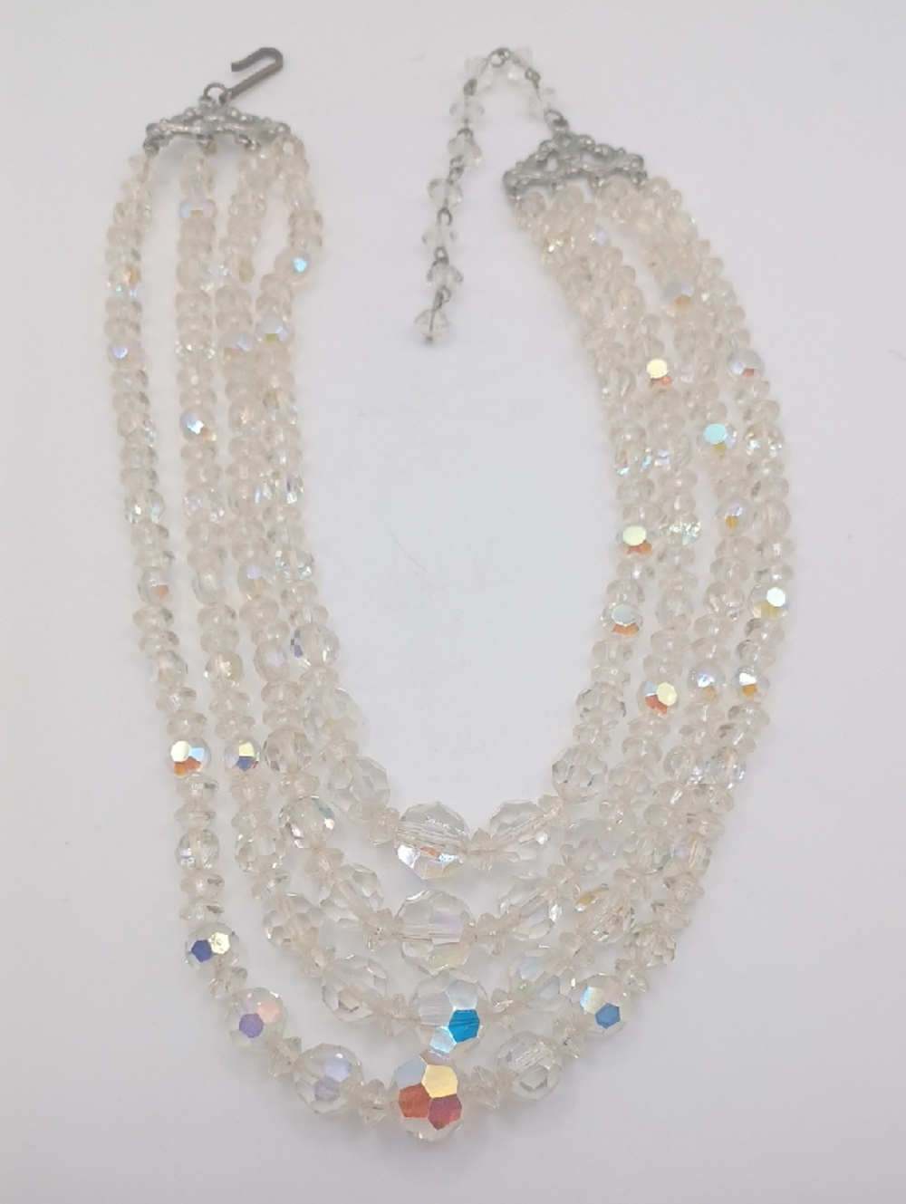 Clear Crystal AB Four Strand Necklace - Picture 3 of 6